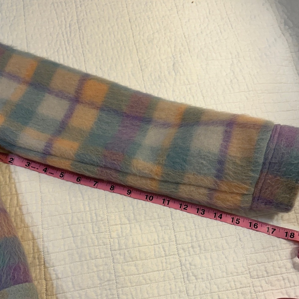 Saltwater LUXE Wool NWOT small teddy Multicolor Plaid Teddy Jacket RET $196 - Picture 9 of 10